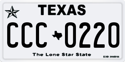 TX license plate CCC0220