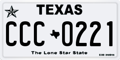 TX license plate CCC0221