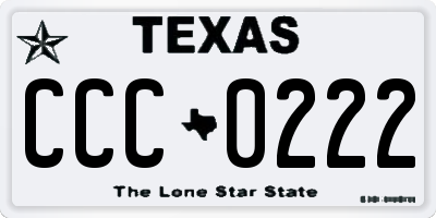 TX license plate CCC0222