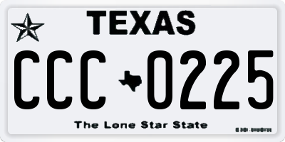TX license plate CCC0225