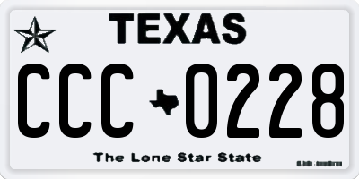 TX license plate CCC0228