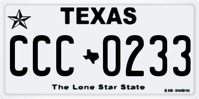 TX license plate CCC0233