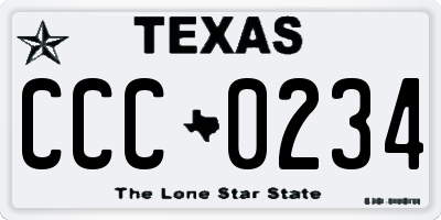 TX license plate CCC0234