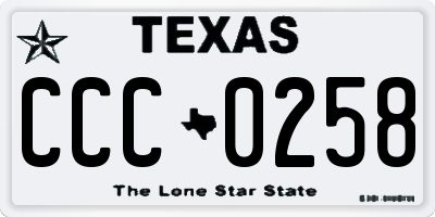 TX license plate CCC0258