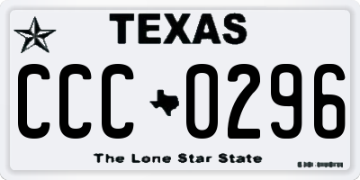 TX license plate CCC0296
