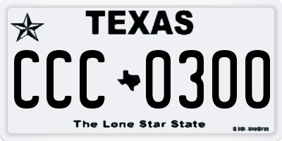 TX license plate CCC0300