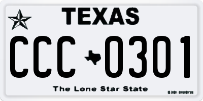 TX license plate CCC0301