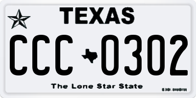 TX license plate CCC0302