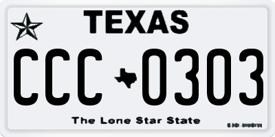 TX license plate CCC0303