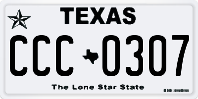 TX license plate CCC0307