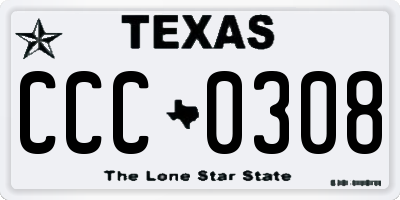 TX license plate CCC0308