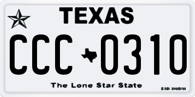 TX license plate CCC0310