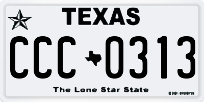 TX license plate CCC0313