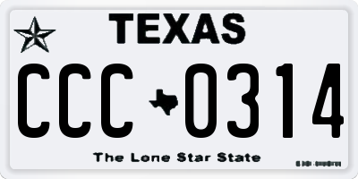 TX license plate CCC0314