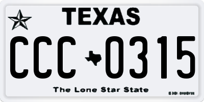 TX license plate CCC0315
