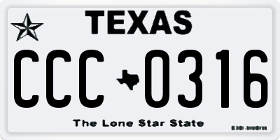 TX license plate CCC0316