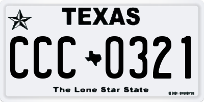 TX license plate CCC0321