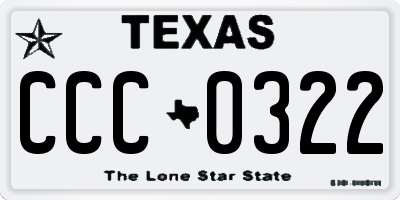 TX license plate CCC0322