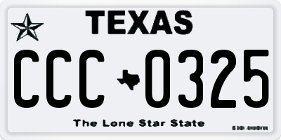TX license plate CCC0325