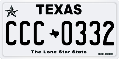 TX license plate CCC0332