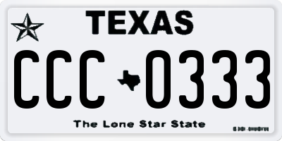 TX license plate CCC0333