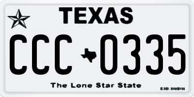 TX license plate CCC0335