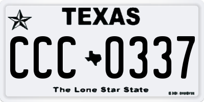 TX license plate CCC0337