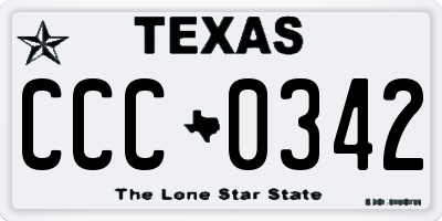 TX license plate CCC0342