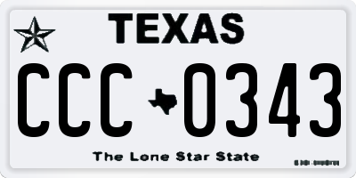 TX license plate CCC0343