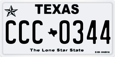 TX license plate CCC0344