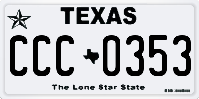 TX license plate CCC0353