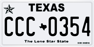 TX license plate CCC0354