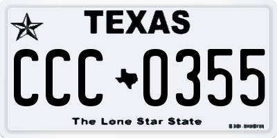 TX license plate CCC0355