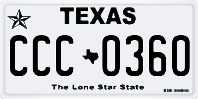 TX license plate CCC0360