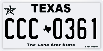 TX license plate CCC0361