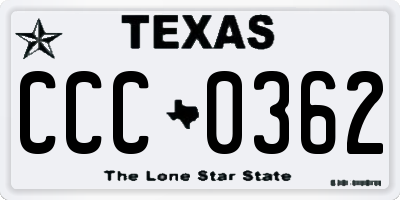TX license plate CCC0362