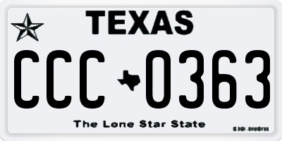 TX license plate CCC0363