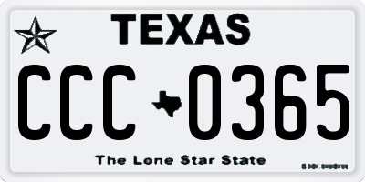 TX license plate CCC0365