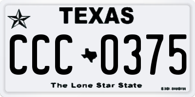 TX license plate CCC0375
