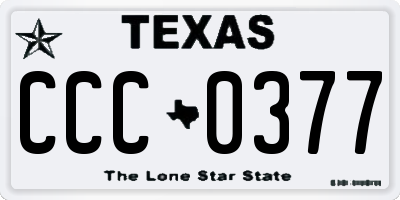 TX license plate CCC0377