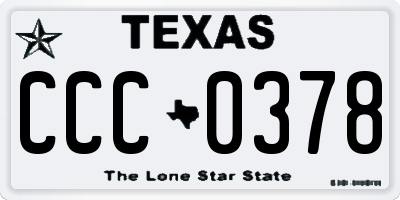 TX license plate CCC0378