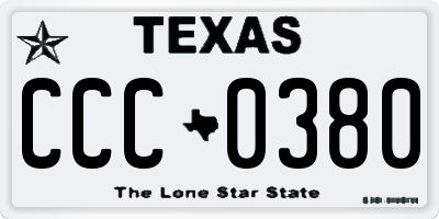 TX license plate CCC0380