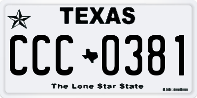 TX license plate CCC0381