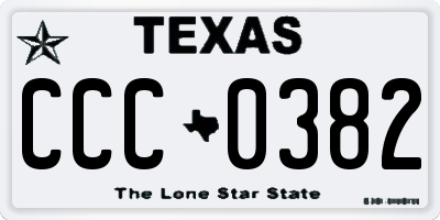 TX license plate CCC0382