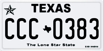 TX license plate CCC0383