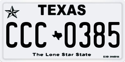 TX license plate CCC0385