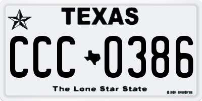 TX license plate CCC0386