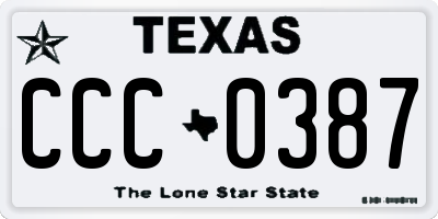 TX license plate CCC0387