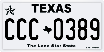 TX license plate CCC0389