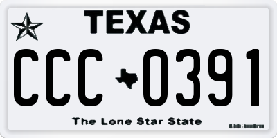 TX license plate CCC0391